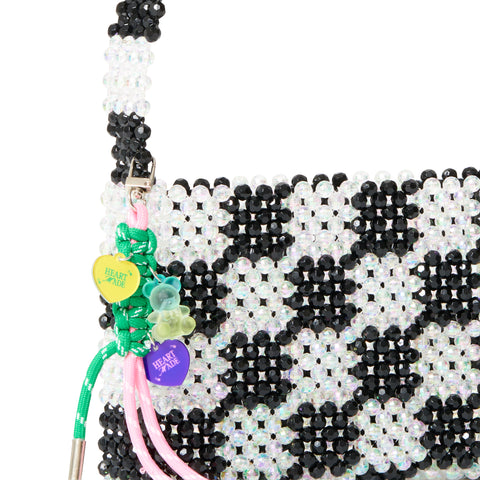 Rowan Hand-Beaded Shoulder Bag Black&White